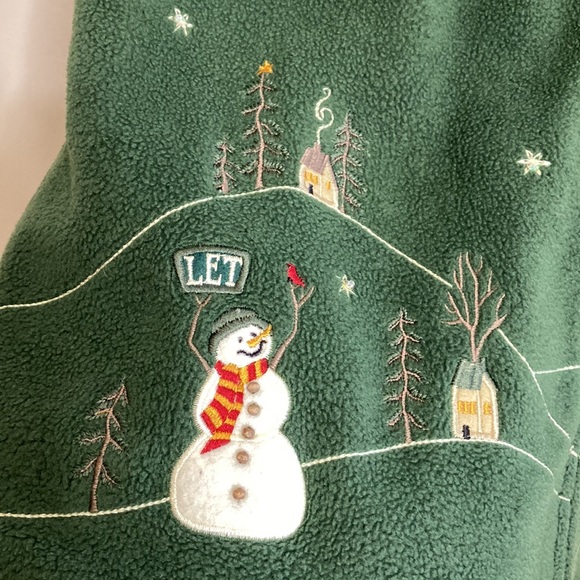 Northern Reflections Fleece Jacket Womens Large Green Christmas Cute Snowman - Picture 7 of 16